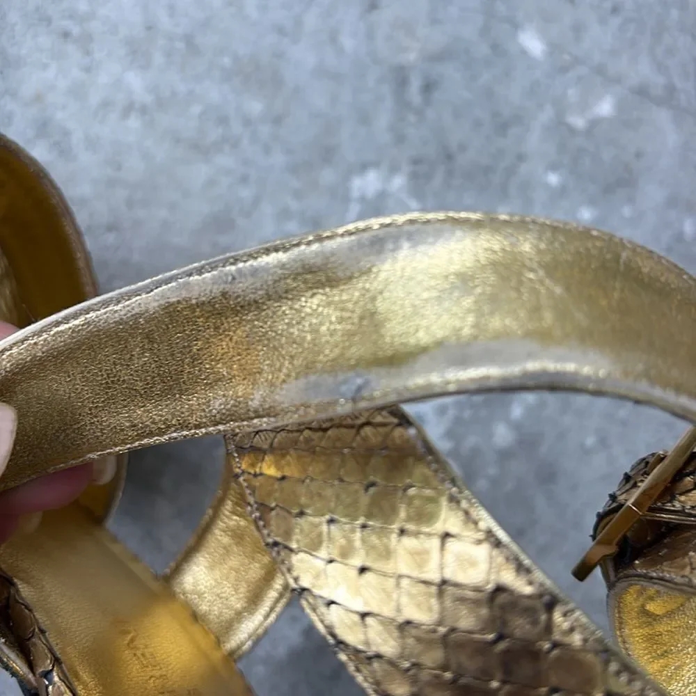 Saint Laurent python cosmo lame sandals